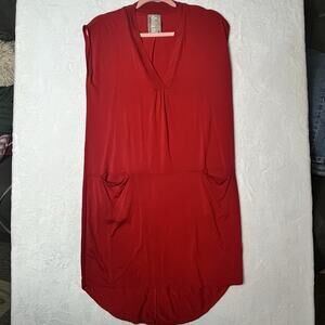 Anthropologie Dolan Left Coast Red Lola Cocoon Dress With Pockets Size XS Slinky